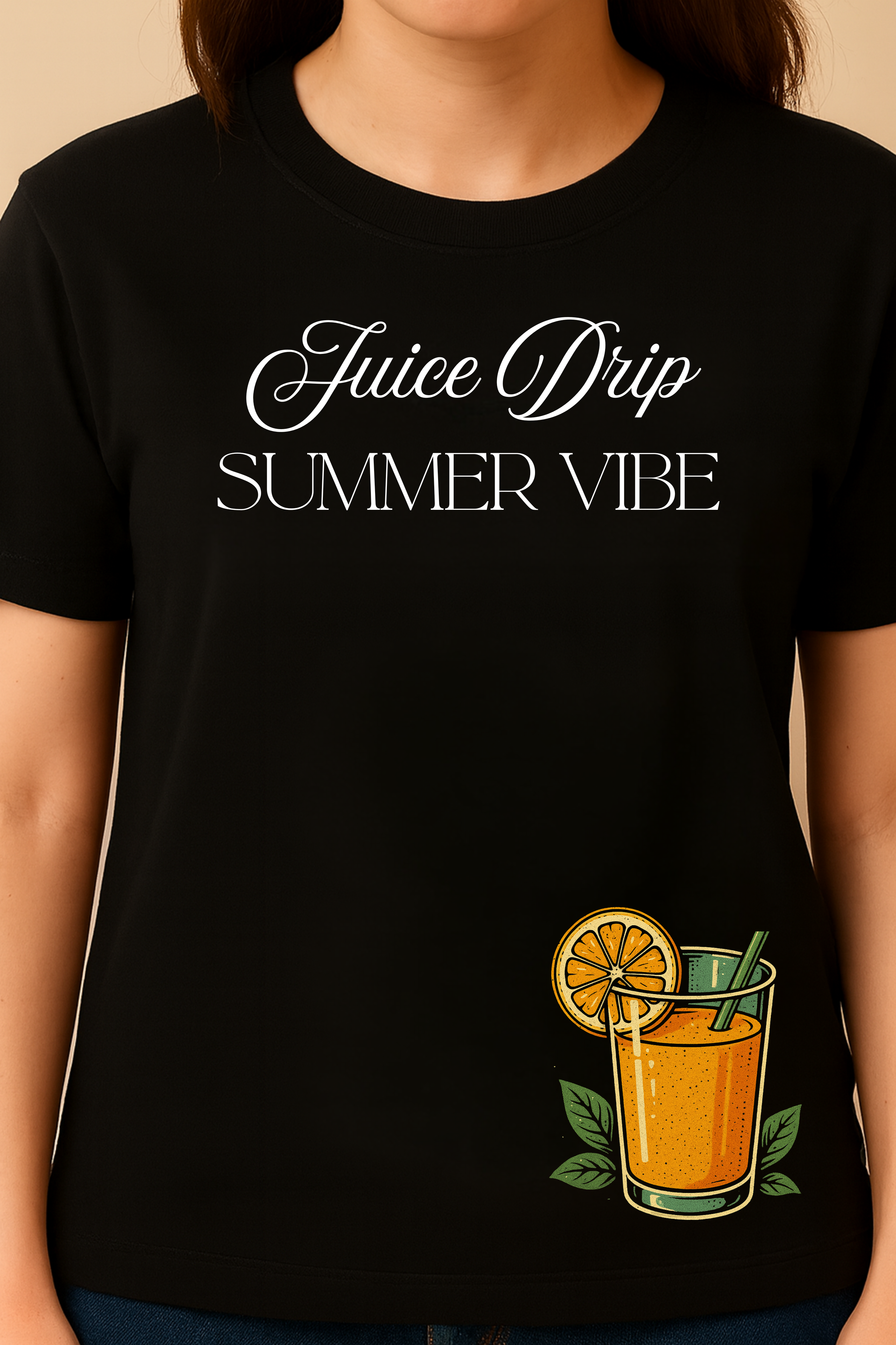 Juice Drip Summer Vibe Women's Oversized Cotton Tee”