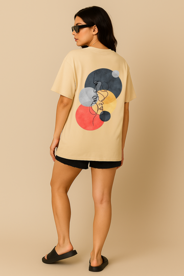 Soft Kiss Oversized Baggy T-Shirt – Beige (Women)