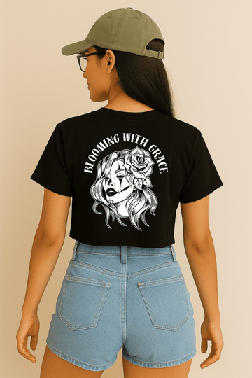 Blooming with Grace – Back Graphic Crop Top