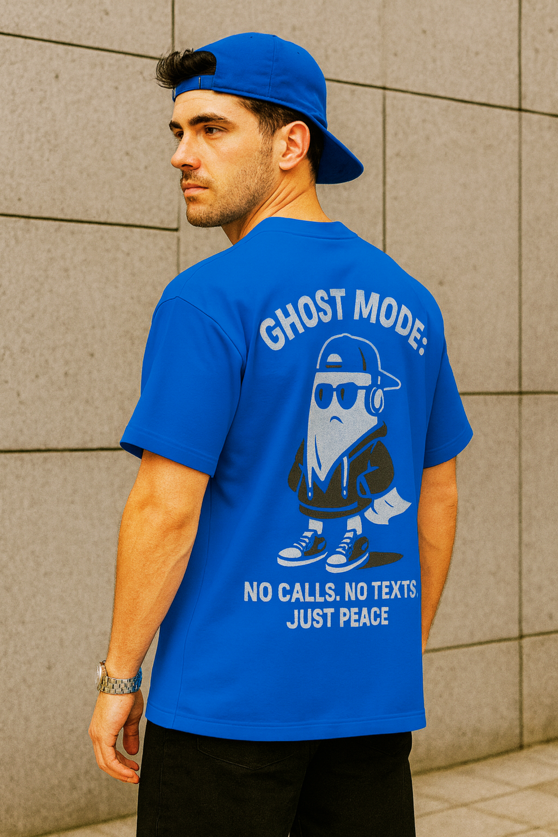 Ghost Mode Oversized Tee             “Ghost Mode: No calls. No texts. Just peace. Oversized comfort, bold attitude.”