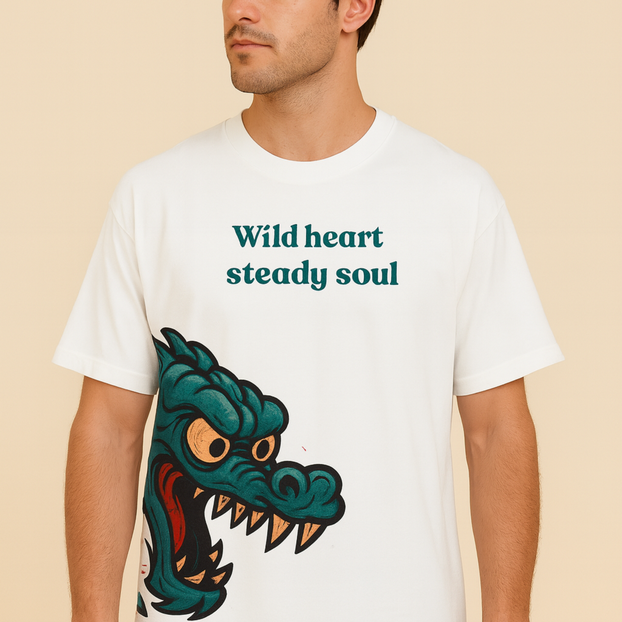 “Wild Heart Dragon Flame Men’s Oversized Cotton Tee”