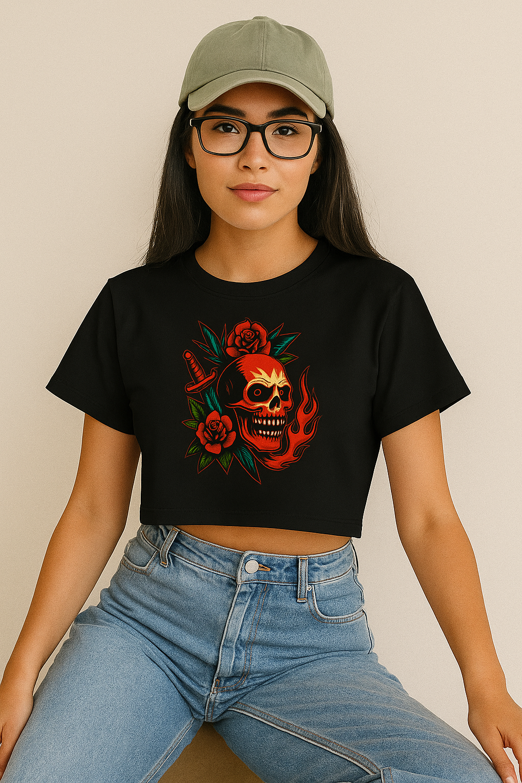 Skull &amp; Bloom –Crop Top