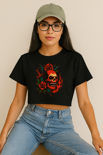 Skull &amp; Bloom –Crop Top