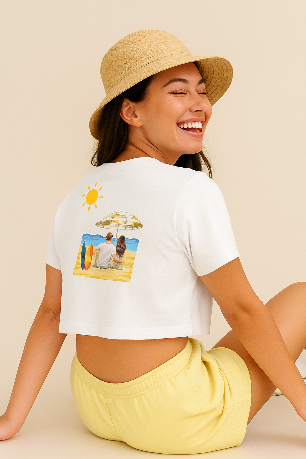 Coastal Glow – Beach Scene Crop Top