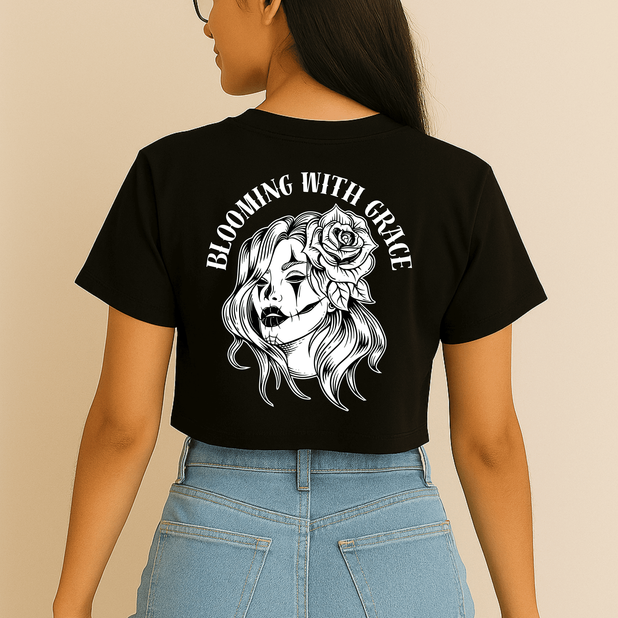 Blooming with Grace – Back Graphic Crop Top