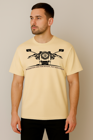 Weekends Are for Roads Oversized Tee – Off White